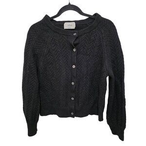 Aritzia Wilfred Women's Black Button-Up Knit 100% Marino Wool Cardigan Sweater S
